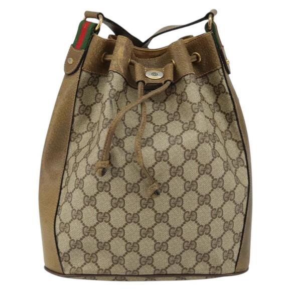 GUCCI GG Supreme Web Sherry Line Shoulder Bag PVC Beige 14 02 034 Auth 143349 - Picture 13 of 16